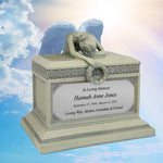 Weeping Angel Patina Adult Cremation Urn - Custom Plate and Wings - Beautiful Mourning Angel
