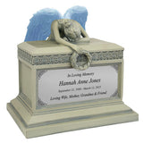 Weeping Angel Patina Adult Cremation Urn - Custom Plate and Wings - Beautiful Mourning Angel