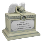 Weeping Angel Patina Adult Cremation Urn - Custom Plate and Wings - Beautiful Mourning Angel