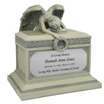 Weeping Angel Patina Adult Cremation Urn - Custom Plate and Wings - Beautiful Mourning Angel
