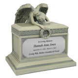Weeping Angel Patina Adult Cremation Urn - Custom Plate and Wings - Beautiful Mourning Angel