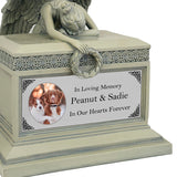 Weeping Angel Photo Pet Patina Cremation Urn - Custom Wings & Silver Plate Engraving - Beautiful Mourning Angel