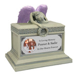 Weeping Angel Photo Pet Patina Cremation Urn - Custom Wings & Silver Plate Engraving - Beautiful Mourning Angel