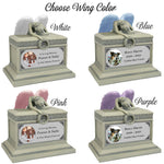 Weeping Angel Photo Pet Patina Cremation Urn - Custom Wings & Silver Plate Engraving - Beautiful Mourning Angel