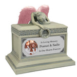 Weeping Angel Photo Pet Patina Cremation Urn - Custom Wings & Silver Plate Engraving - Beautiful Mourning Angel