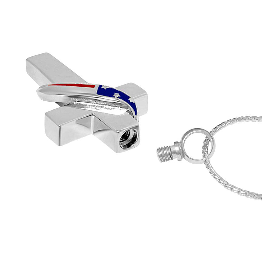 Patriot Cross Cremation Jewelry Urn - Love Charms® Option