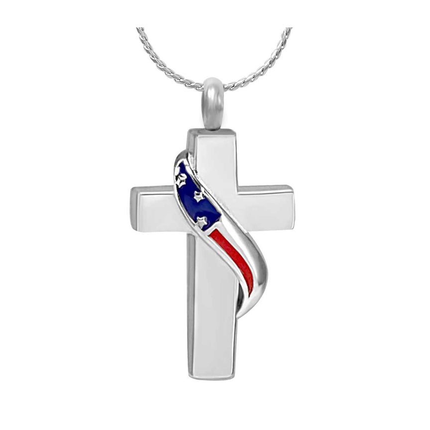 Patriot Cross Cremation Jewelry Urn - Love Charms® Option