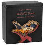 Flag Eagle Wood Art Cremation Adult Urn - Patriotic Cremation Urn