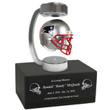 Football Adult or Medium Cremation Urn & New England Patriots Hover Helmet Décor - Free Engraving
