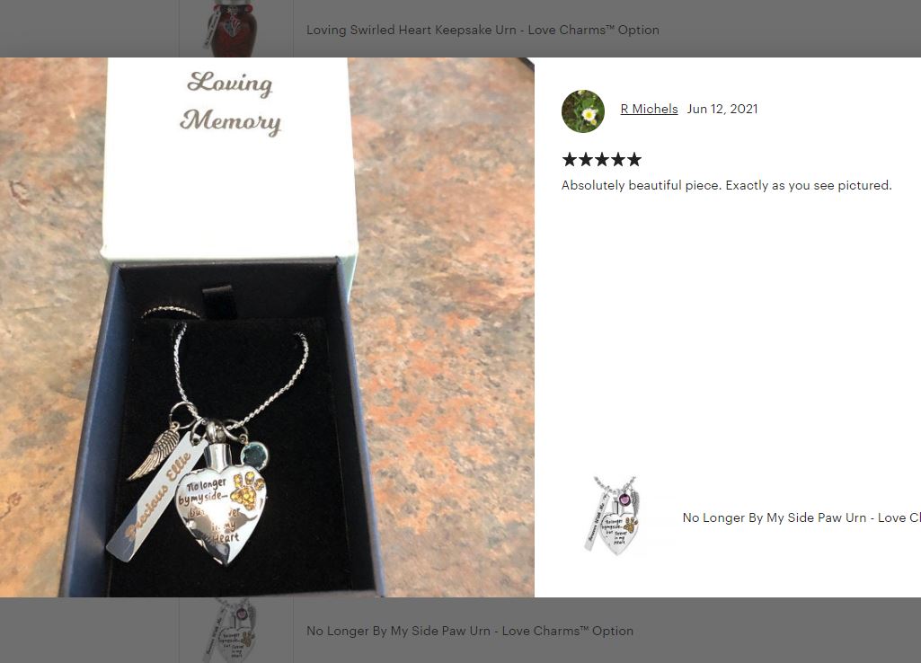 No Longer By My Side Paw Ash Urn - Love Charms™ Option