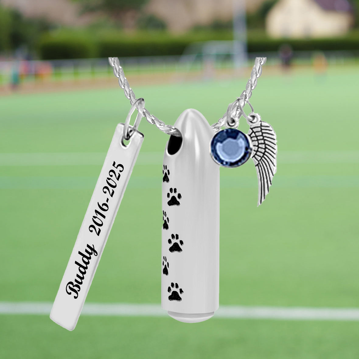 Paw Print Bullet Jewelry Urn - Love Charms® Option