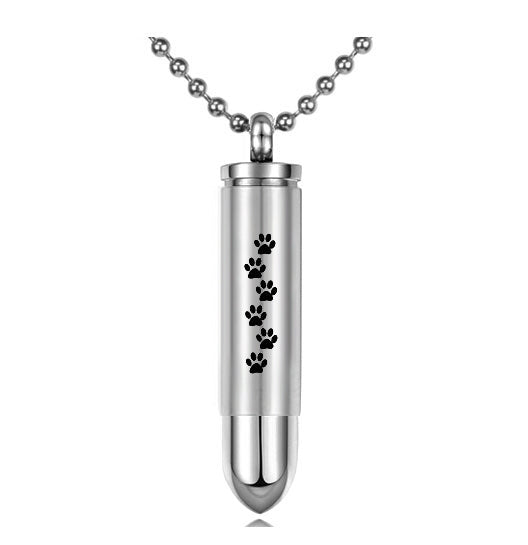 Paw Print Bullet Pendant Urn - Love Charms Option