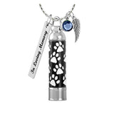 Pet Paw Print Tube Ash Pendant Urn - Love Charms® Option