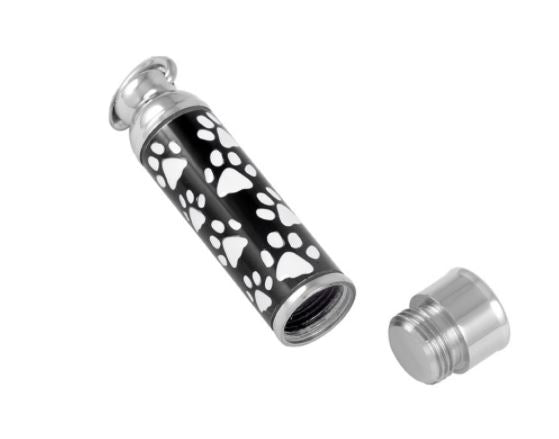 Pet Paw Print Tube Ash Pendant Urn - Love Charms® Option