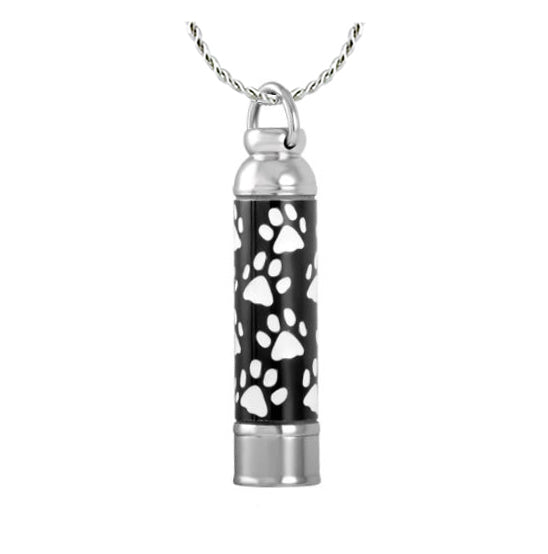 Pet Paw Print Tube Ash Pendant Urn - Love Charms® Option