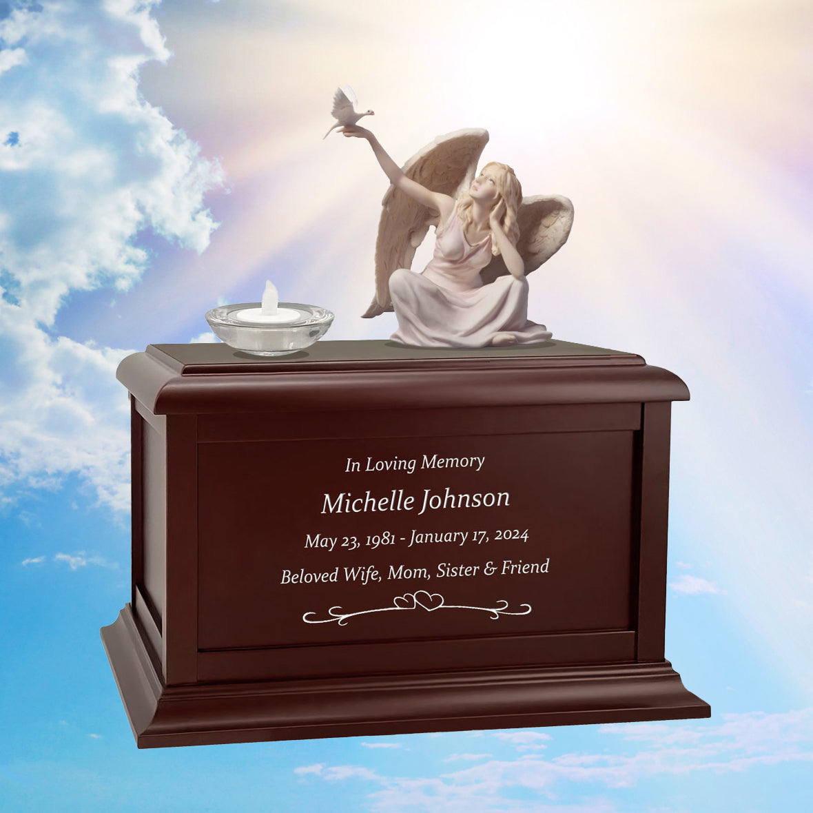 Peaceful Dove & Angel Cremation Urn