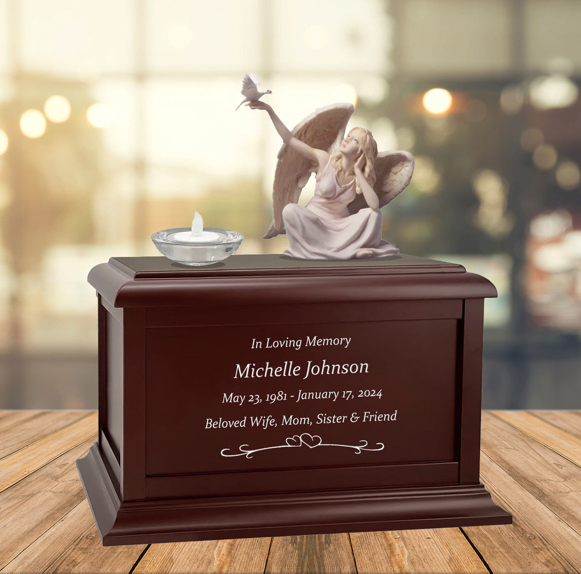 Peaceful Dove & Angel Cremation Urn