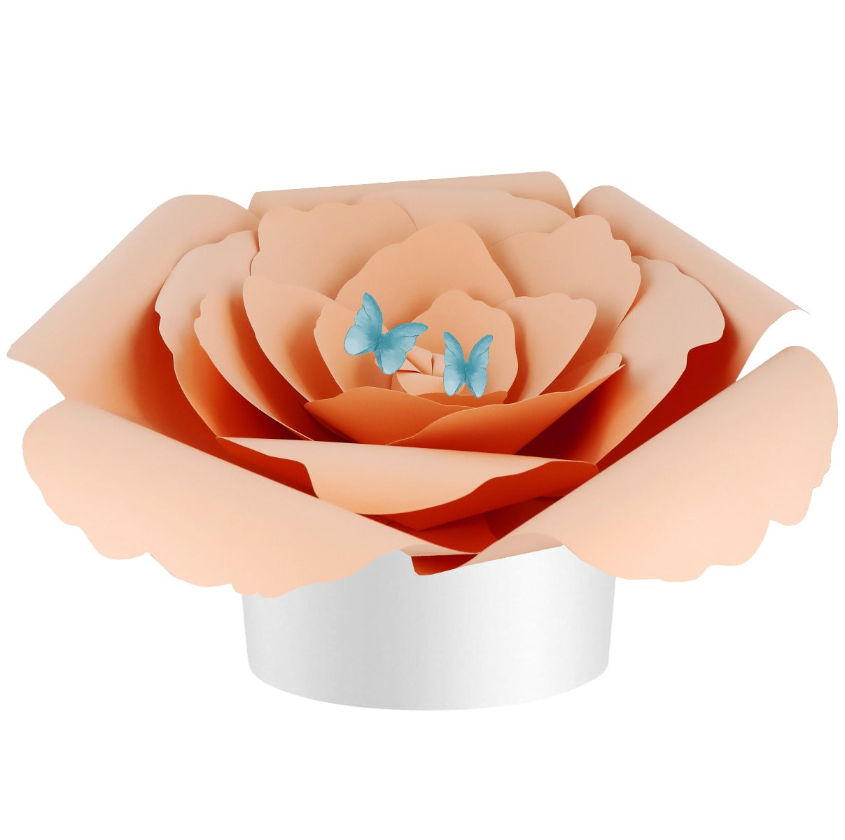 Peach Peaceful Petal® Flower Water Burial Adult Urn - Blue Butterfly Option