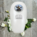 Pearl Motorcycle Gas Tank Large Adult Cremation Urn - Free Plate & Photo Option