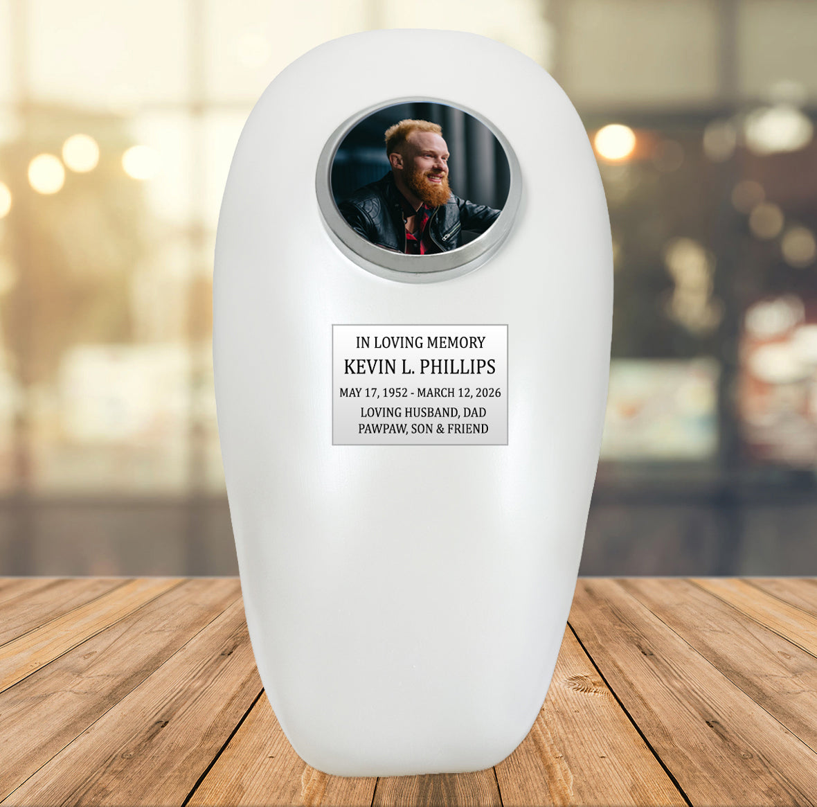 Pearl Motorcycle Gas Tank Large Adult Cremation Urn - Free Plate & Photo Option