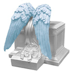 Weeping Angel Photo Pearl White Adult Cremation Urn - Custom Plate and Wings - Beautiful Mourning Angel