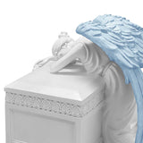 Weeping Angel Photo Pearl White Adult Cremation Urn - Custom Plate and Wings - Beautiful Mourning Angel
