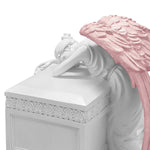 Weeping Angel Photo Pearl White Adult Cremation Urn - Custom Plate and Wings - Beautiful Mourning Angel