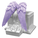 Weeping Angel Photo Pearl White Adult Cremation Urn - Custom Plate and Wings - Beautiful Mourning Angel