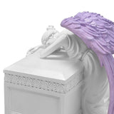 Weeping Angel Photo Pearl White Adult Cremation Urn - Custom Plate and Wings - Beautiful Mourning Angel