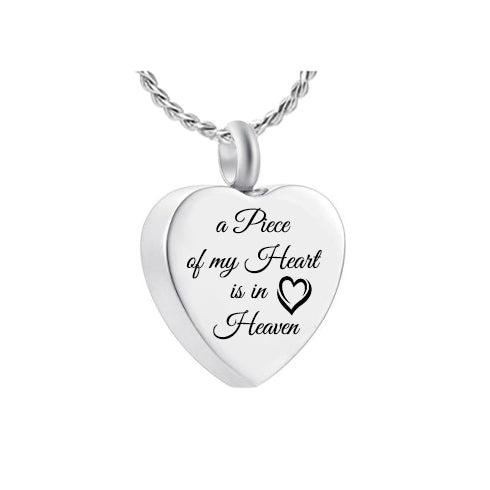 Piece of My Heart is in Heaven Ash Pendant Urn - Love Charms® Option