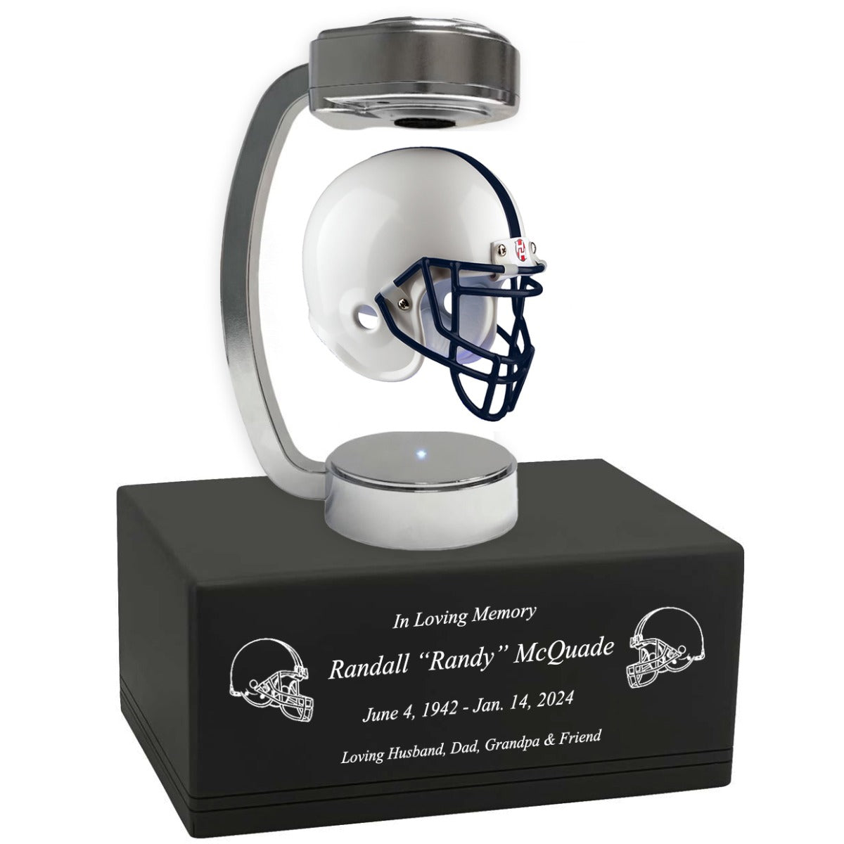 Football Adult or Medium Cremation Urn & Penn State Nittany Lions Hover Helmet Décor - Free Engraving