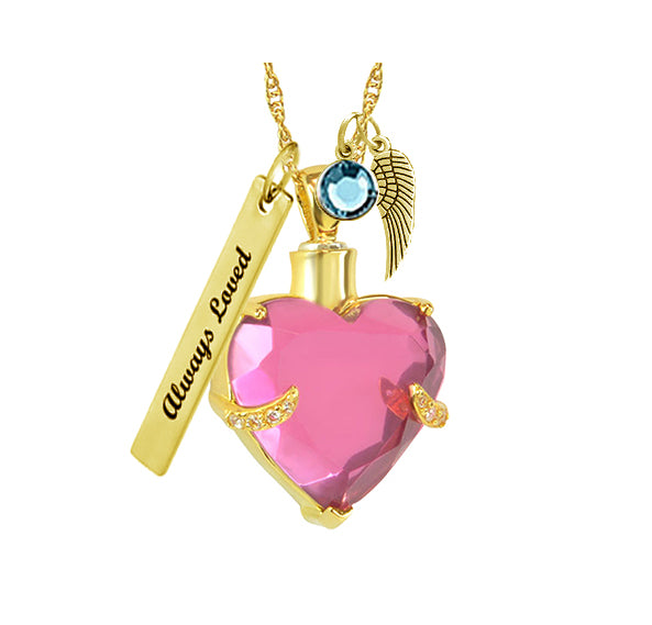Perfect Pink Crystal Gold Pendant Urn - Love Charms™ Option 