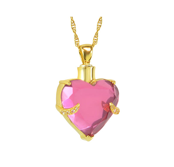 Perfect Pink Crystal Gold Pendant Urn - Love Charms™ Option 