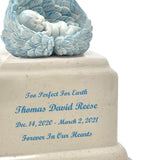 Too Perfect For Earth Blue Cultured Marble Baby Urn - Handmade USA Urn