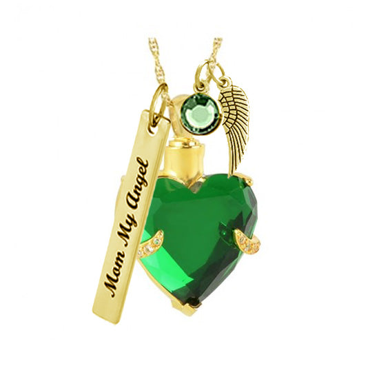 Perfect Green Crystal Gold Pendant Urn - Love Charms™ Option 