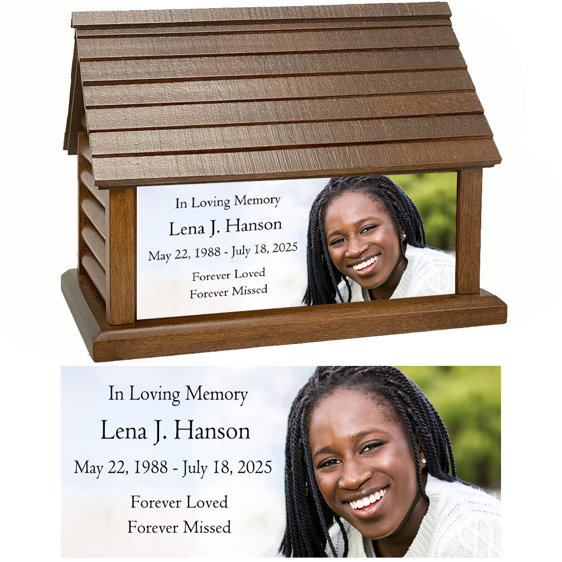 Perfect Memories Photo Log Cabin Adult Cremation Urn - Keep The Memory® Urn 