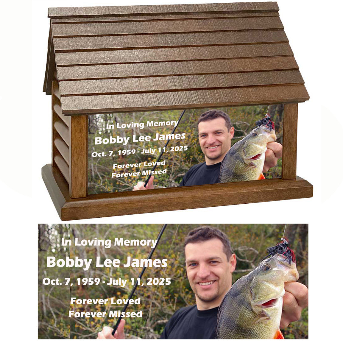 Perfect Memories Photo Log Cabin Adult Cremation Urn - Keep The Memory® Urn 