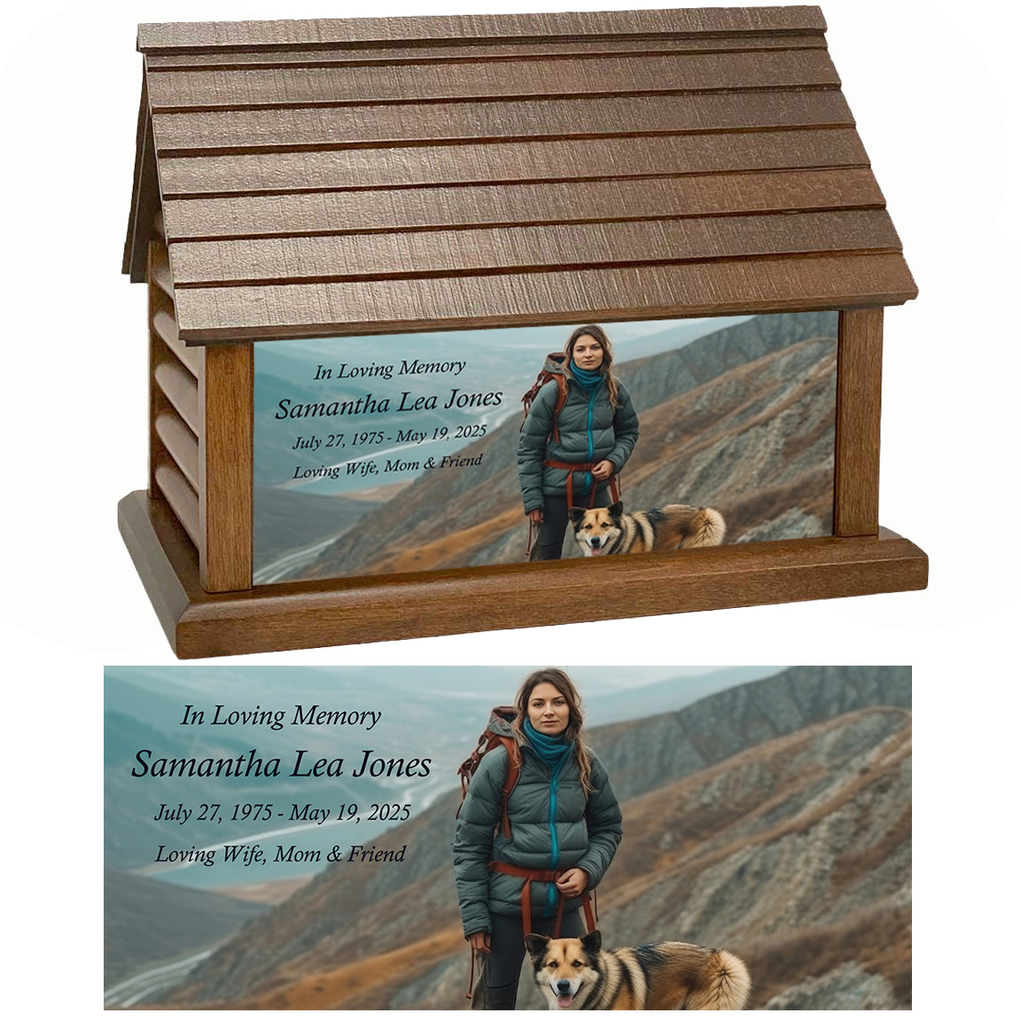 Perfect Memories Photo Log Cabin Adult Cremation Urn - Keep The Memory® Urn 
