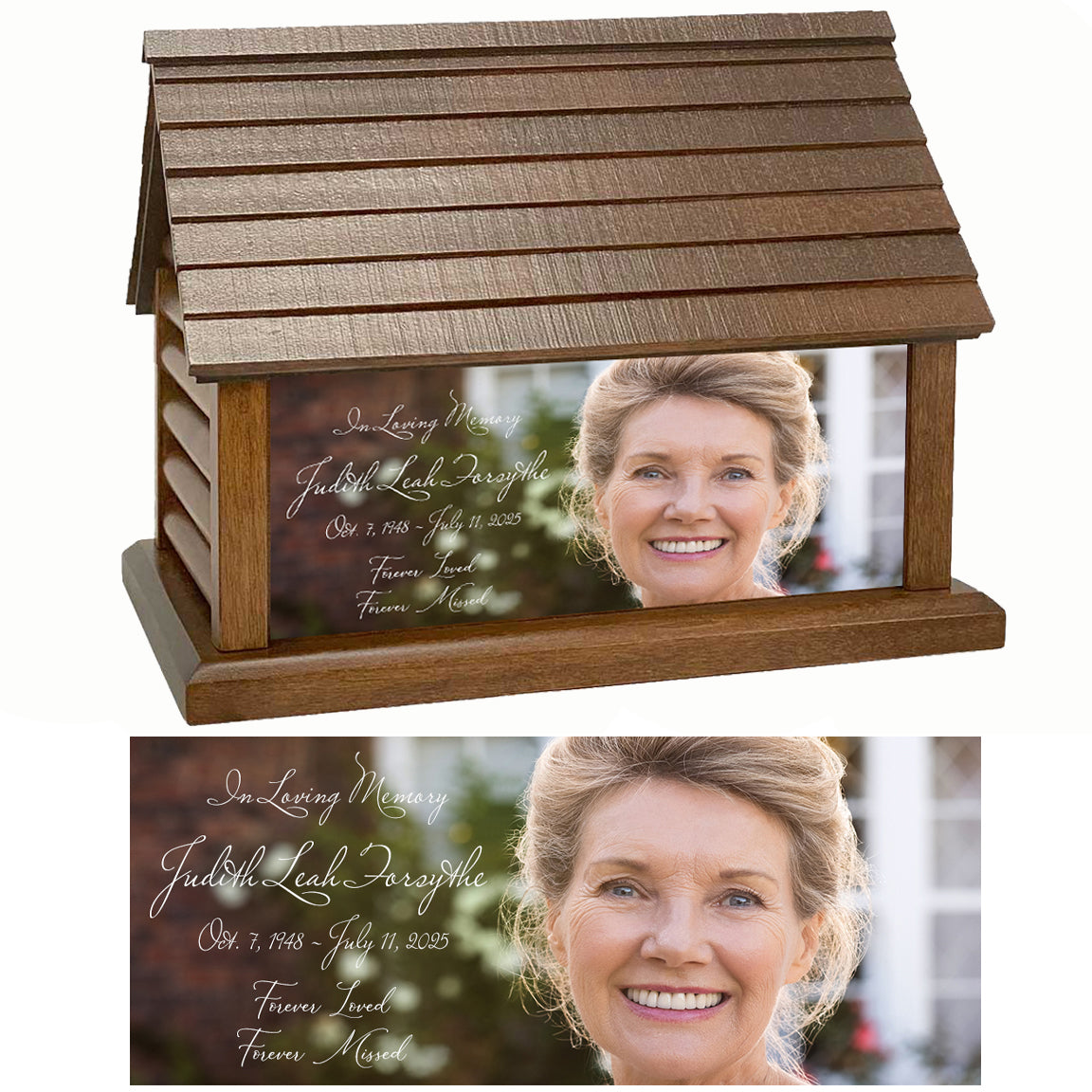 Perfect Memories Photo Log Cabin Adult Cremation Urn - Keep The Memory® Urn 