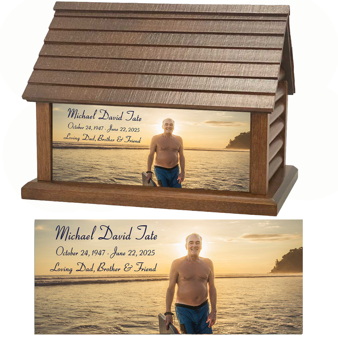 Perfect Memories Photo Log Cabin Adult Cremation Urn - Keep The Memory® Urn 