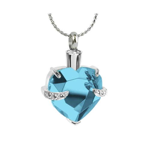 Perfect Baby Blue Crystal Pendant Urn - Love Charm Option