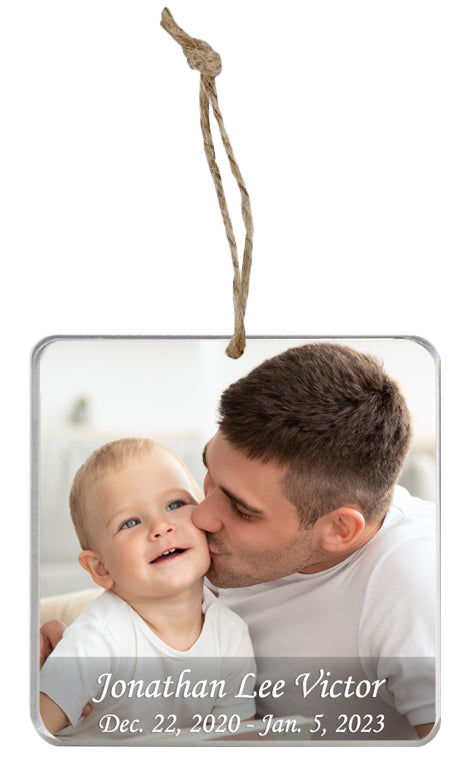 Memorial Photo Ornament - 2 Lines of Personalization