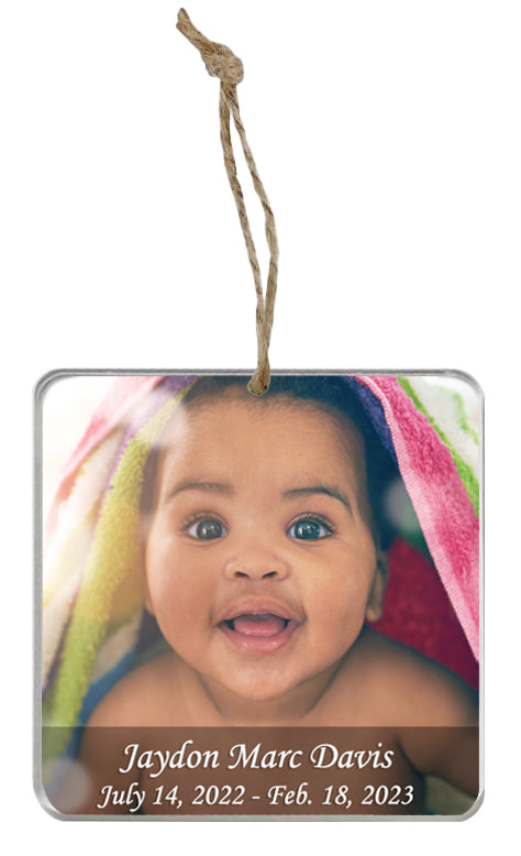 Memorial Photo Ornament - 2 Lines of Personalization