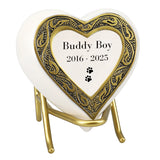 Small Cat Golden Heart Photo or Paw Prints Urn - Brass Urn - Free Golden Stand