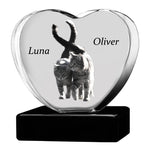 Cat Memorial Urn & Crystal Heart Set - Pet Heart Crystal Urn