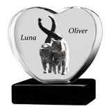 Cat Memorial Urn & Crystal Heart Set - Pet Heart Crystal Urn