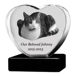 Cat Memorial Urn & Crystal Heart Set - Pet Heart Crystal Urn