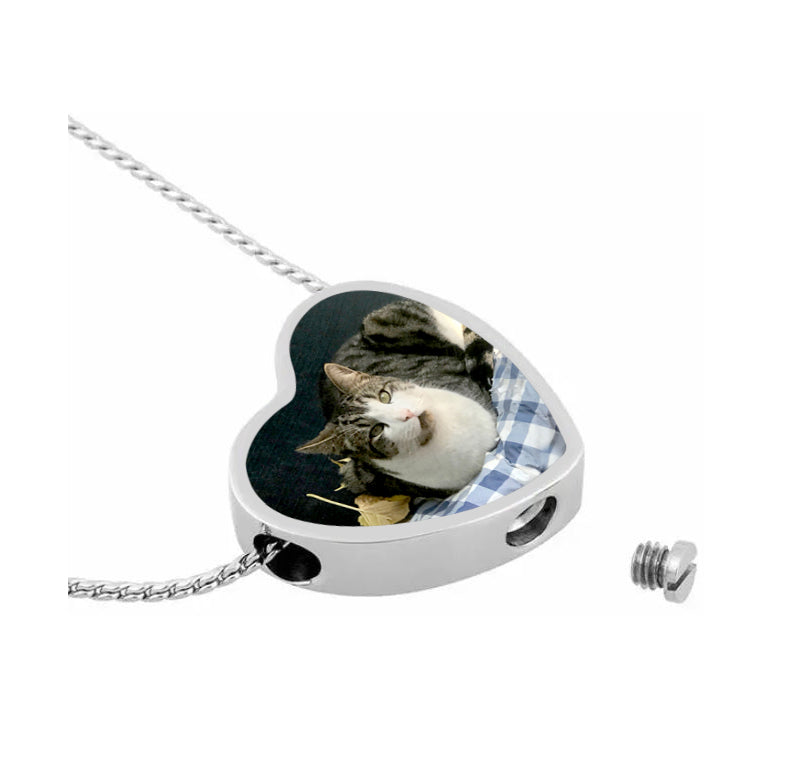 Color Photo Pet Slider Heart Jewelry Urn Pendant - Love Charms® Option