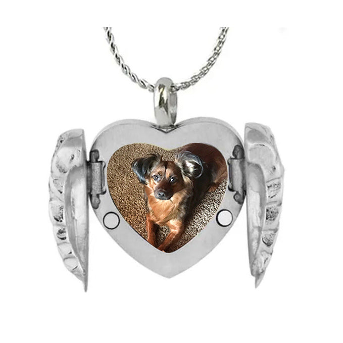 Pet Color Photo Wings Heart Locket Ur - Cat or Dog - Love Charms® Option