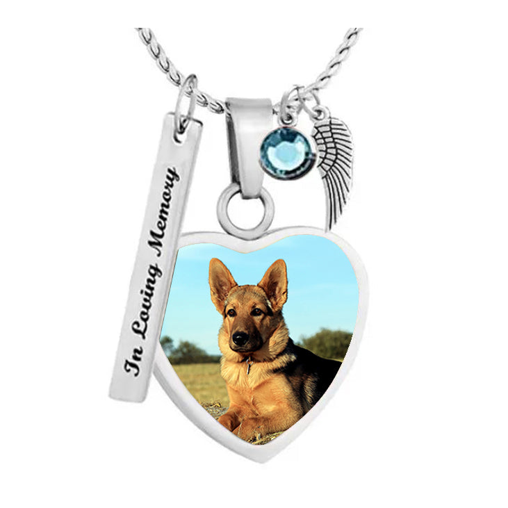 Pet Color Photo Swing Heart Locket Urn - Cat or Dog - Love Charms® Option